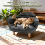 Cat Sofa Bed with Removable Velvet Cover & Pine Wood Legs
