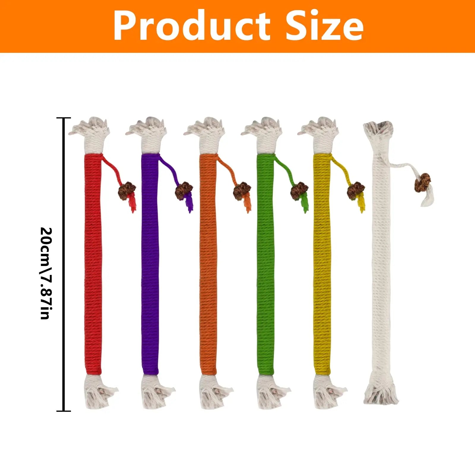 6-Pack 7.87" Catnip Chew Rope Cat Toy Set — Interactive Teeth Cleaning & Play Ropes