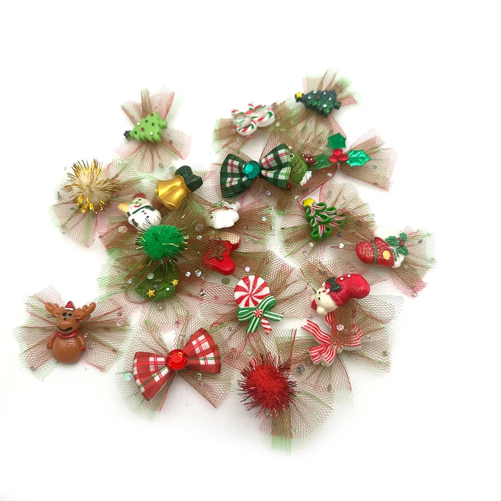 Christmas Doggy Hair Bows 50-Pack (Rubber Band Bows)