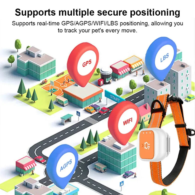 Mini GPS Pet Tracker Collar with Movement Alerts for Dogs & Cats
