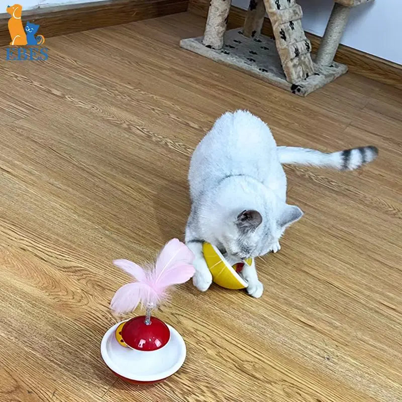 Self-Righting Feather Tumbler Cat Toy — Wobble & Bell Kitten Toy
