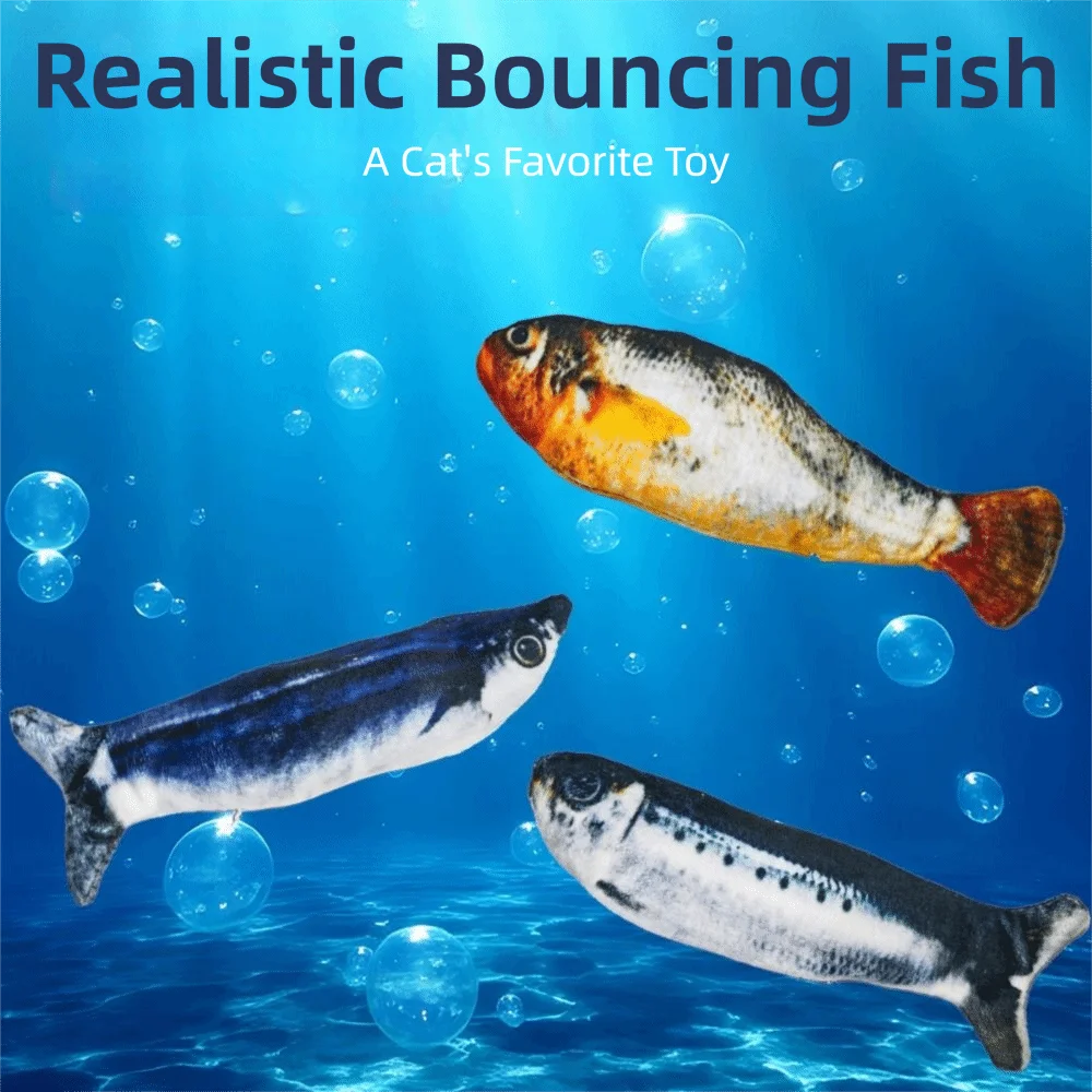 Electric Wagging Tail Fish Cat Toy — Motion Sensor Tap-Activated Type-C Charging (1–3 Pack)
