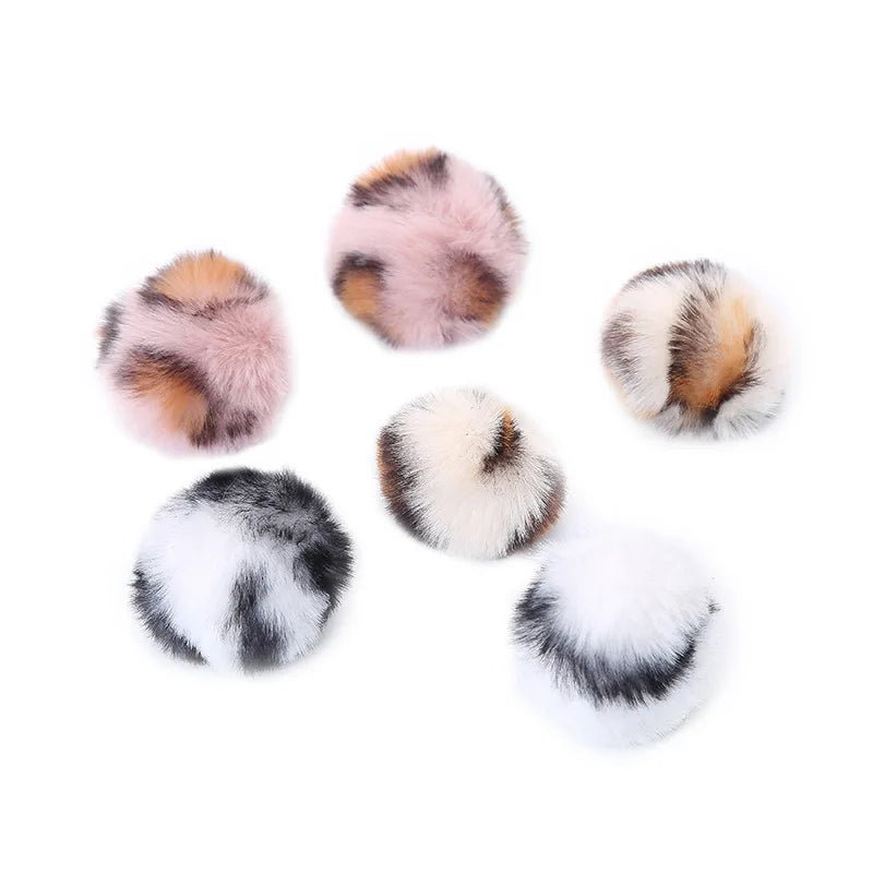 3-Pack Leopard Print Furry Chew Ball Cat Toys — Soft Interactive Teething Balls for Kittens