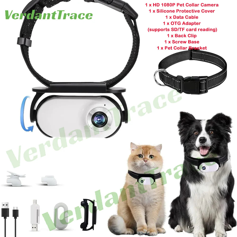 VerdantTrace VTA1 HD 1080P Pet Collar Action Camera - Lightweight Mini Body Cam
