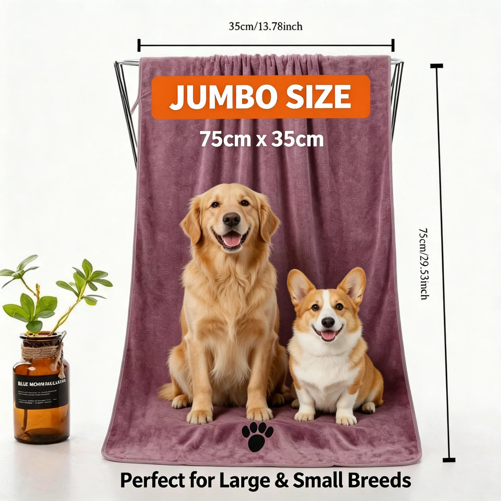Extra-Large Microfiber Pet Bath Towel — Durable, Non-Fading Quick-Dry