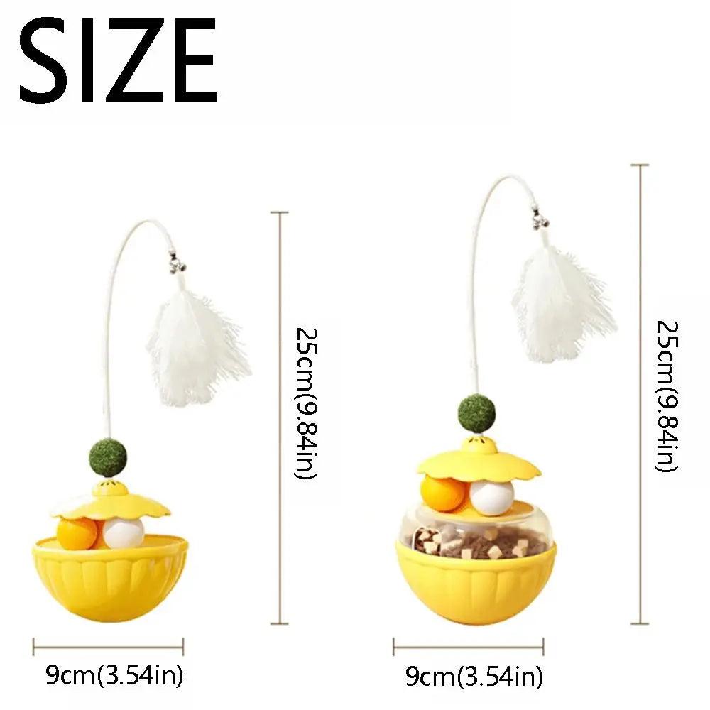 Feather Teaser Pole with Bells & Treat Dispenser — Indoor Cat Exercise Toy