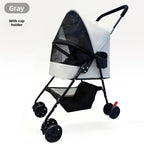 Foldable Lightweight Pet Trolley Stroller for Cats & Small Dogs — Outdoor Travel Cart