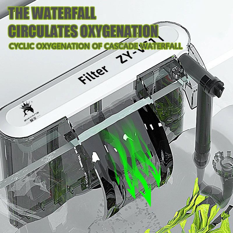 Wall-Mount 3-in-1 Aquarium Filter Pump with Waterfall 110/220V