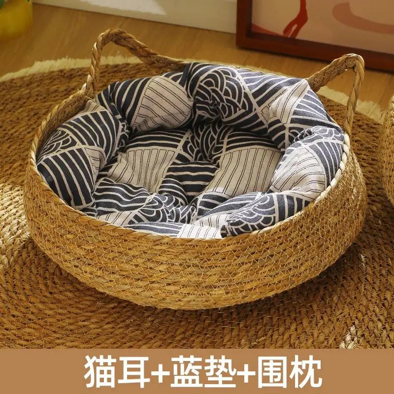 Woven Vine Cat Nest Bed, Cooling All-Season Design