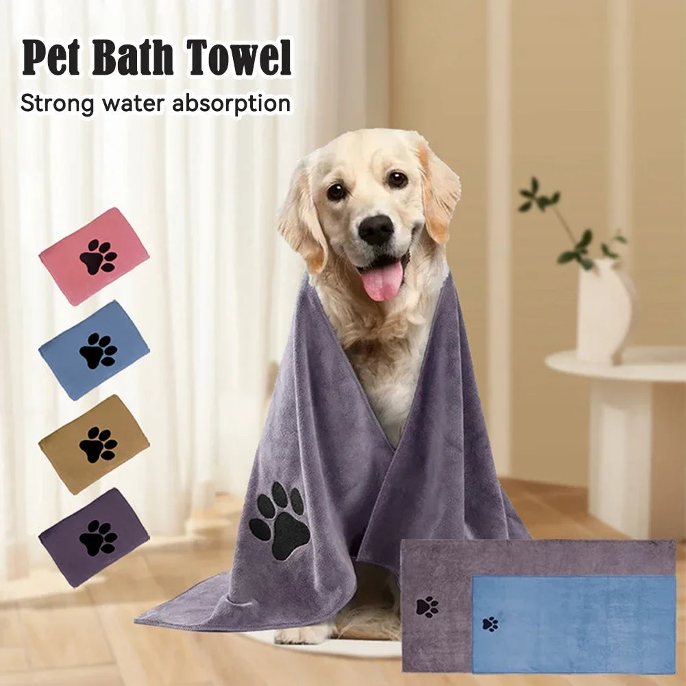 Embroidered Microfiber Pet Bath Towel — Soft, Quick-Drying, Two Sizes