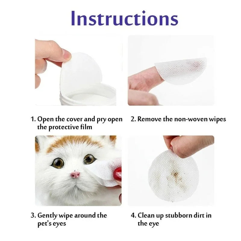 Gentle Cotton Pet Eye Wipes — Tear Stain Remover, 130pcs