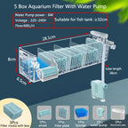 Wall-Mounted Waterfall Aquarium Filter Box (Silent, Built-In, Back Filter)
