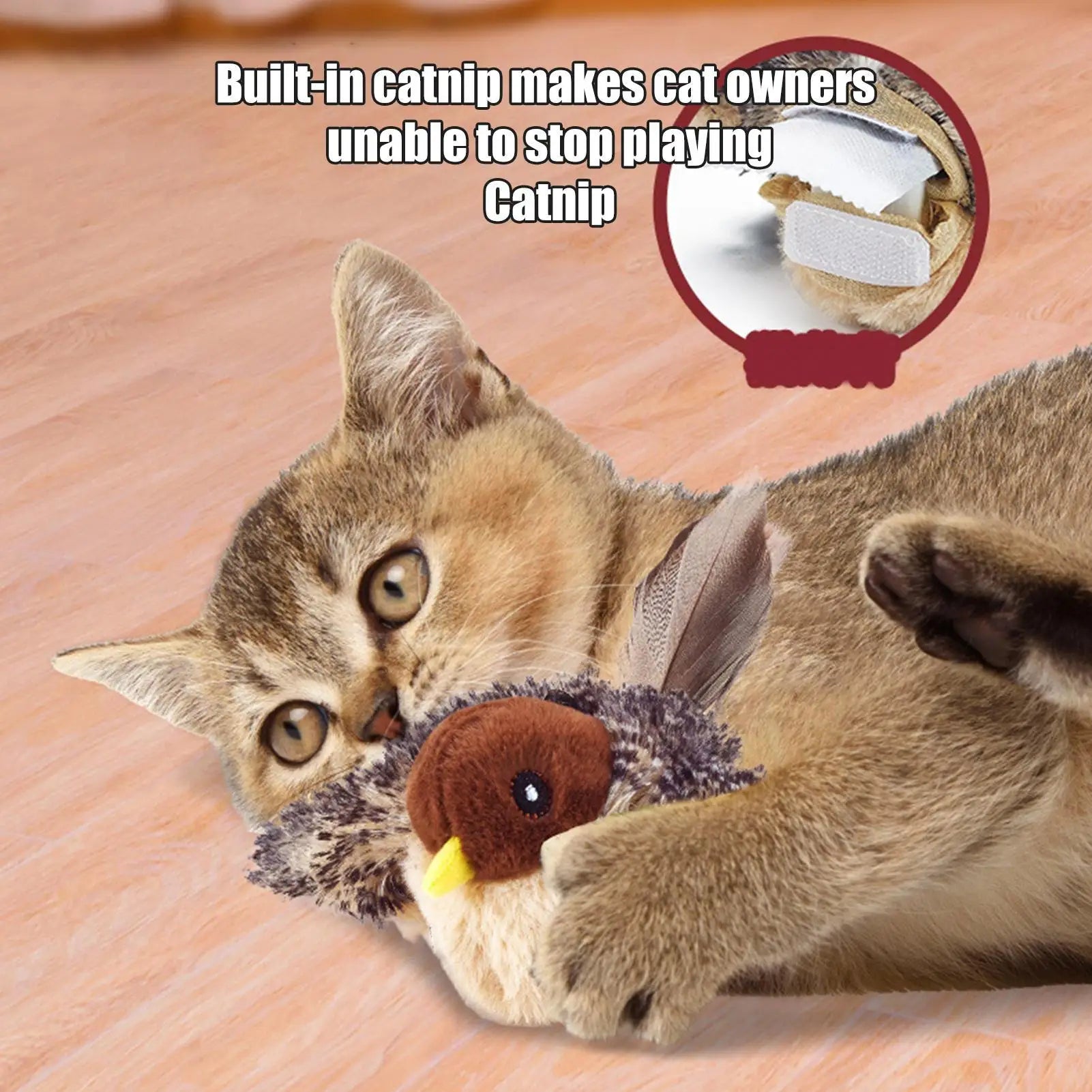 Touch-Activated Flapping Bird Cat Toy — Catnip Sandpiper Interactive Toy