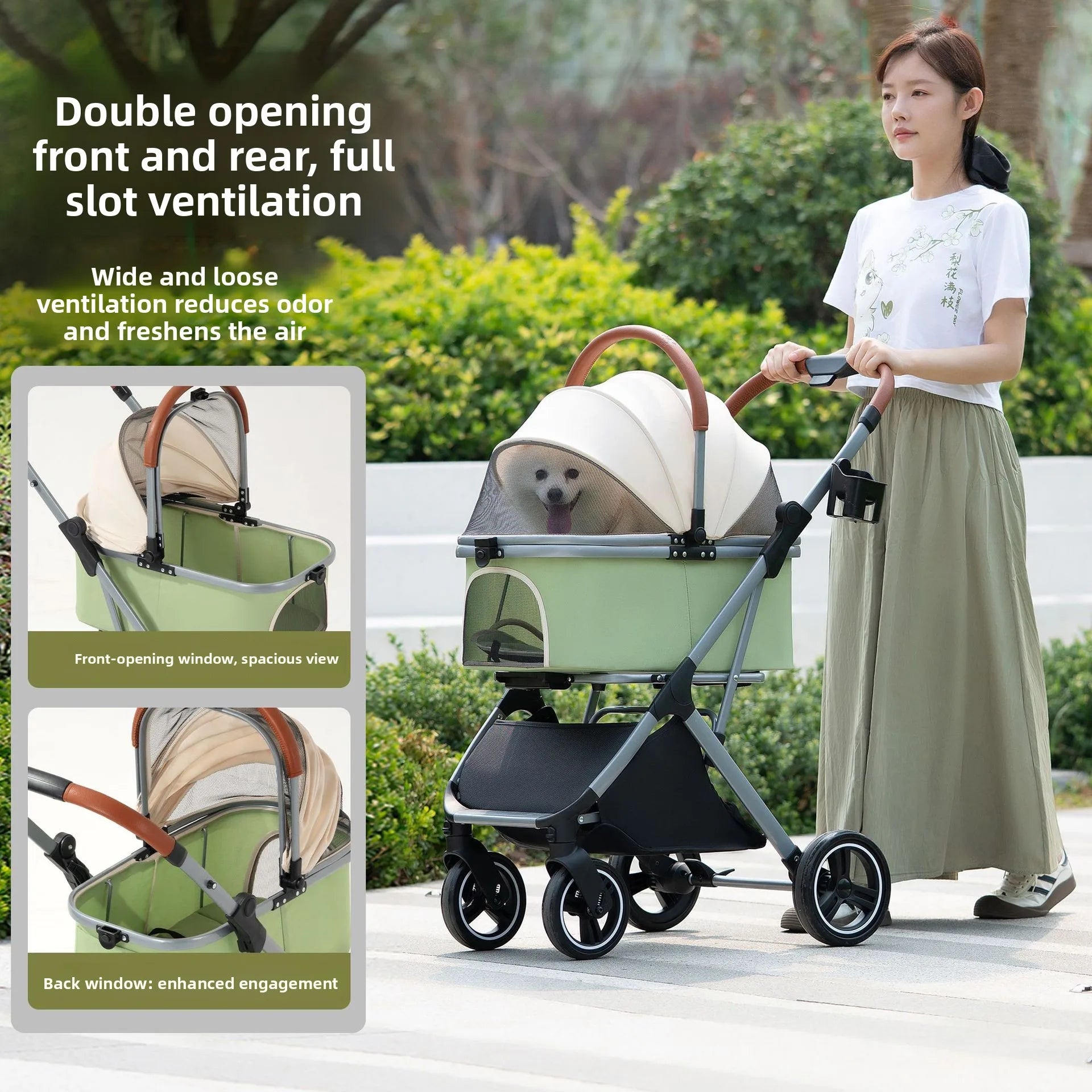 Ultra-Lightweight Foldable Pet Stroller with Detachable Basket for Small & Medium Dogs & Cats — Portable