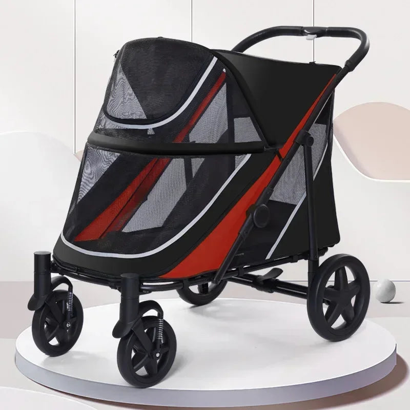 Multifunctional Lightweight Foldable Pet Cart for Multiple Cats & Dogs — Versatile Outdoor Carrier