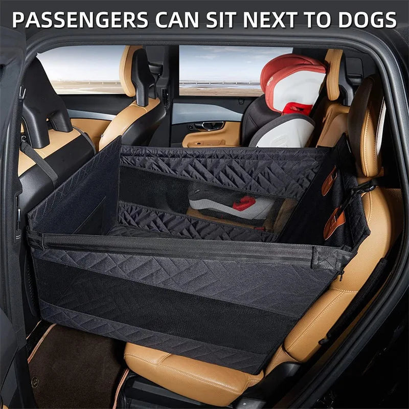 Waterproof Pet Car Seat Cover & Backseat Bed for Large Dogs & Cats