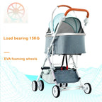 Customizable Pet Stroller with Detachable Stroller Rack & Pet Cage
