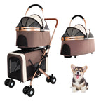 Double Pet Stroller for Dogs & Cats — Foldable 3-in-1 Convertible Carrier with Shockproof Wheels & Brake