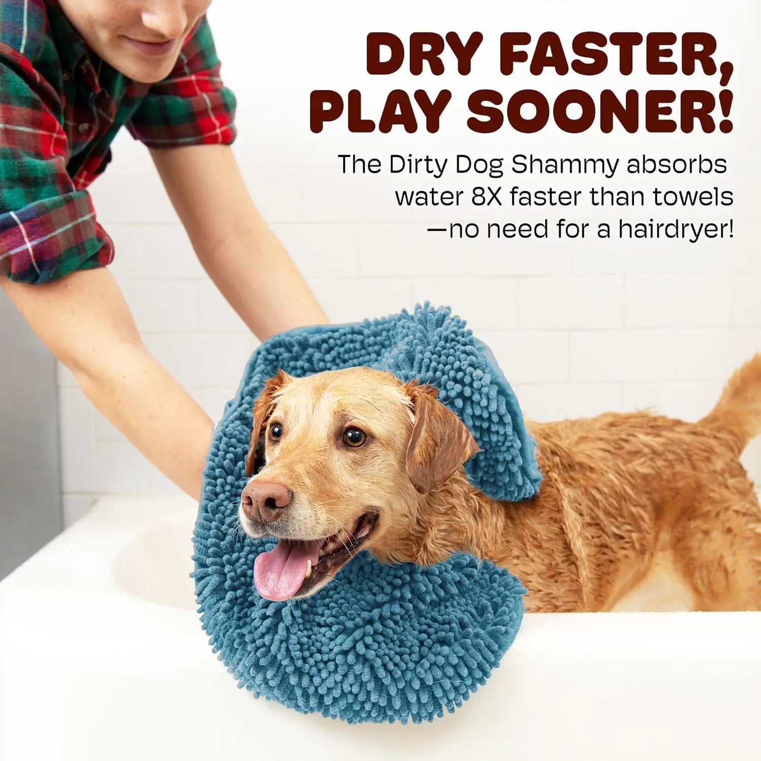 Chenille Pet Absorbent Towel — Quick-Drying Hand-Pocket Design