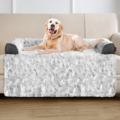 Calming Extra Large Plush Dog Bed, 45x37in, Grey