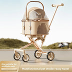 Stylish Foldable Pet Dog Trolley with Detachable Carrier for Small Dogs & Cats