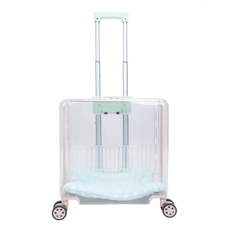 Portable Car-Mount Double-Layer Transparent Breathable Pet Suitcase Tour Bag for Cats & Dogs