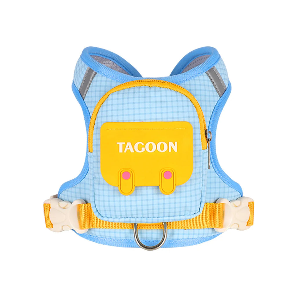 Plaid Dog Leash and Harness Set with Storage Bag (Detachable, Hiking)
