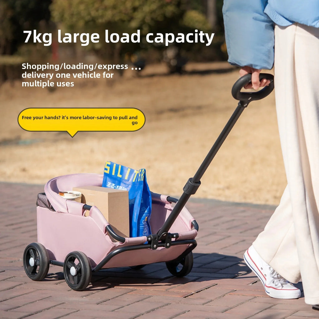 Foldable Hand Pushchair Stroller for Small Dogs, Cats & Puppies