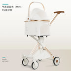White High-View One-Click Foldable Pet Stroller for Small & Medium Dogs