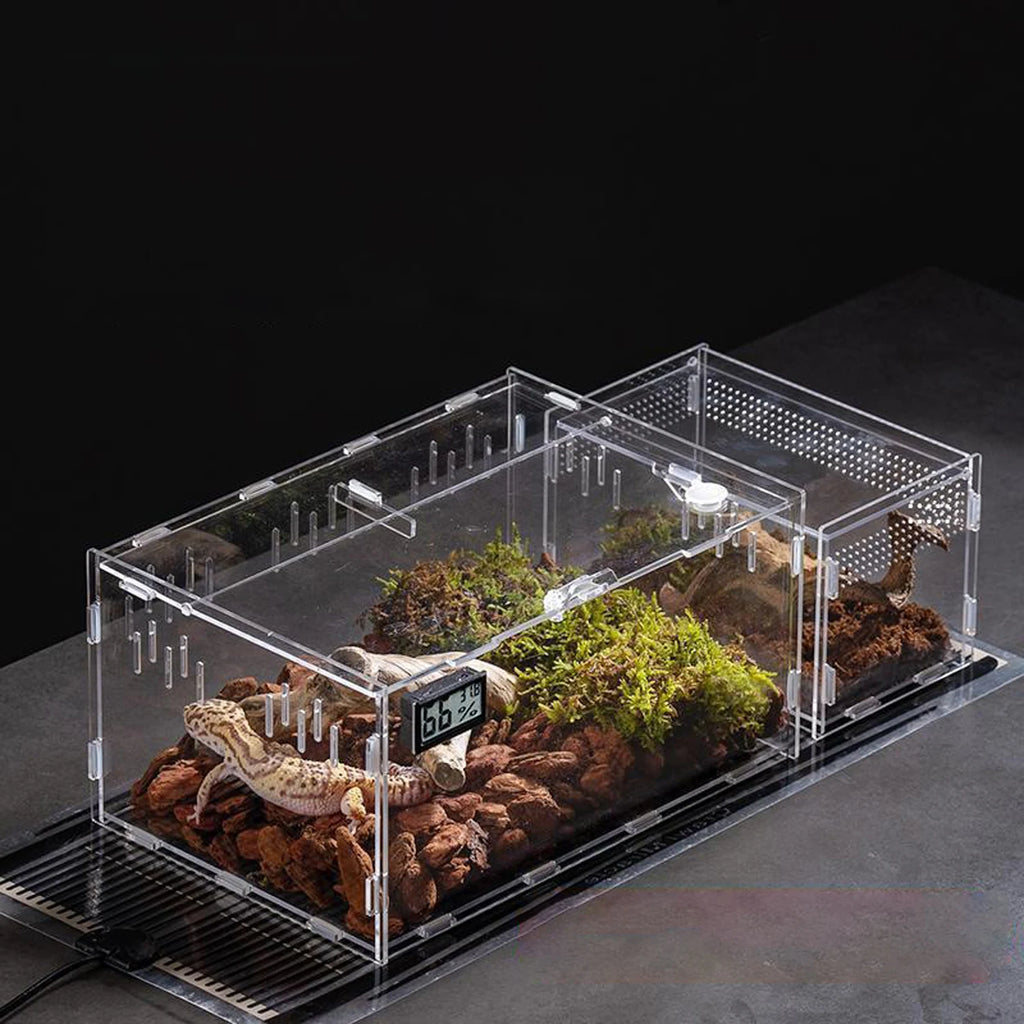 Clear Acrylic Reptile Breeding Box — Ventilated Habitat, Multiple Sizes