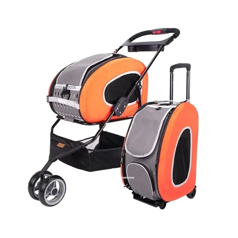 Large-Capacity Foldable Pet Carrier Trolley for Dogs & Cats — Lightweight Portable Outdoor Shopping & Travel