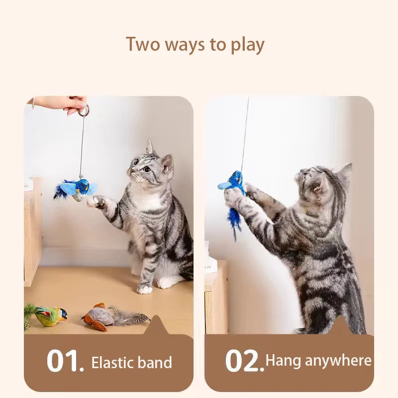 Chirping Electric Bird Toy — Catnip Hanging Cat Toy, 3-Pack