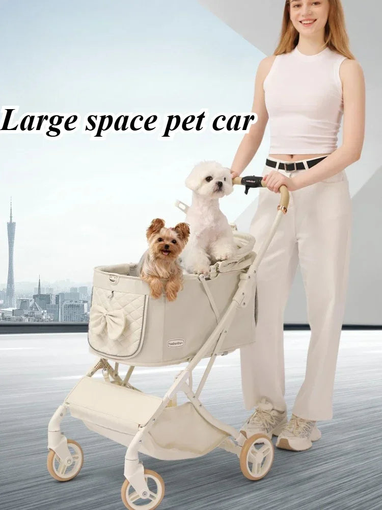 Breathable Lightweight Folding Outdoor Pet Stroller for Small & Medium Cats & Dogs — Convenient Carrier