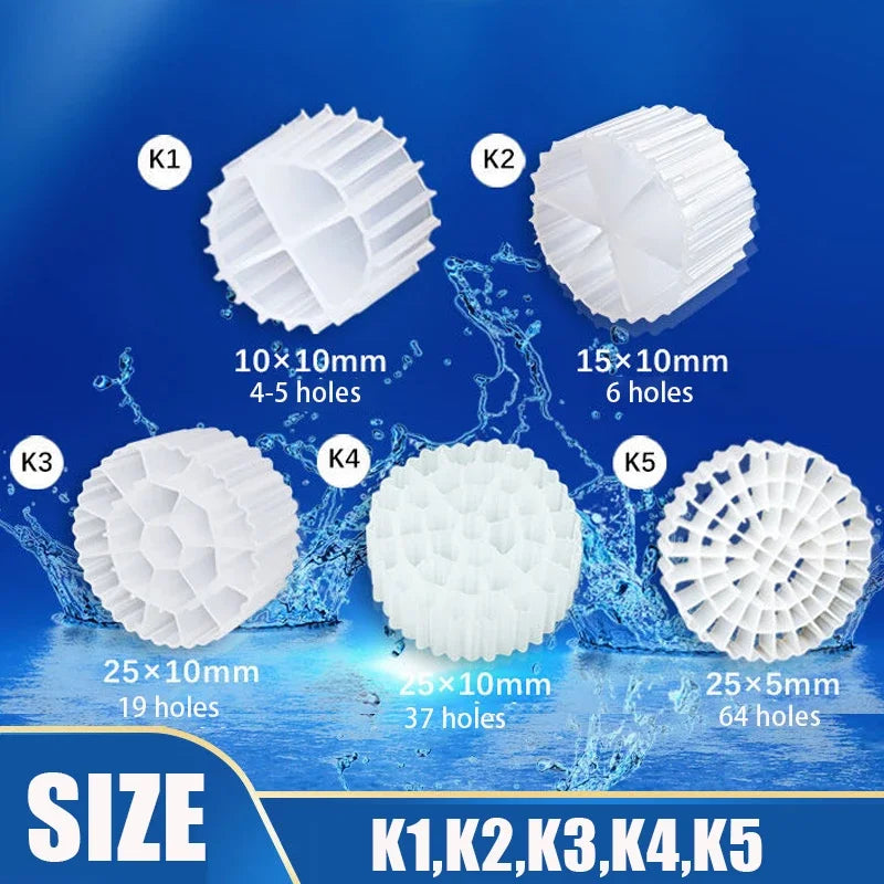 MBBR Aquarium Bio Filter Media K1–K5 for Koi Ponds