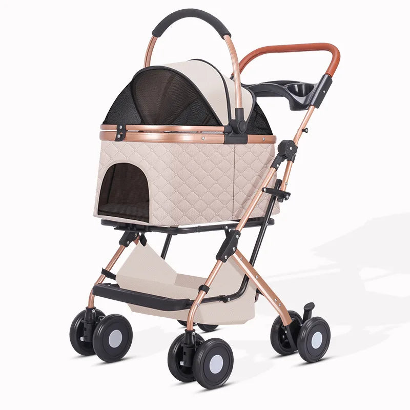 Small Pet Stroller Lightweight Foldable Outdoor Outing Cart for Dogs & Cats