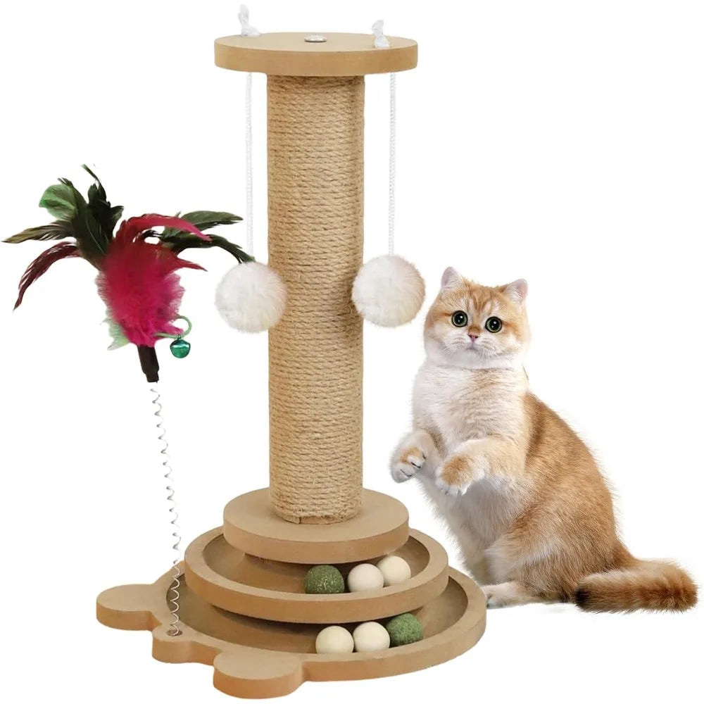 Tall Sisal Cat Scratching Post with Hanging Ball Toy