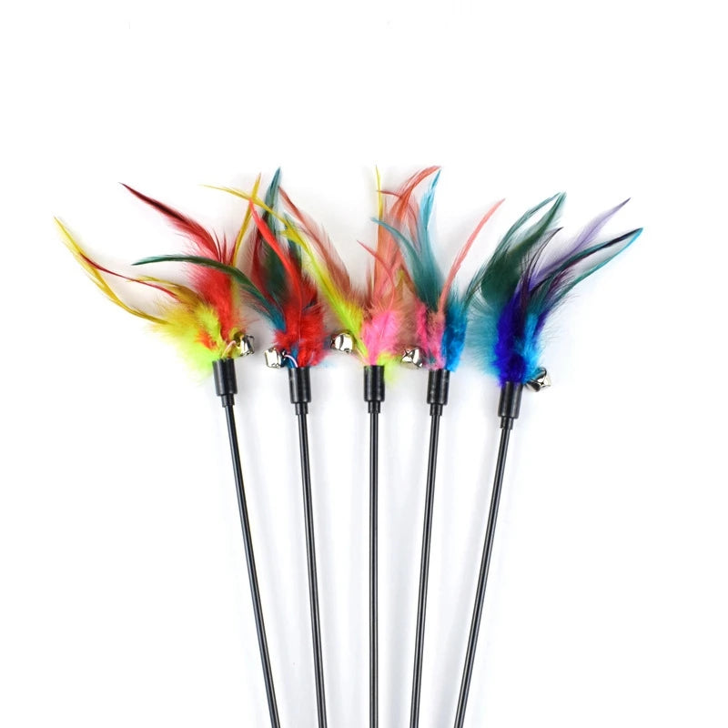 Gradient Feather Cat Teaser Wand — Colorful Interactive Rod Stick (1–50 Pack)