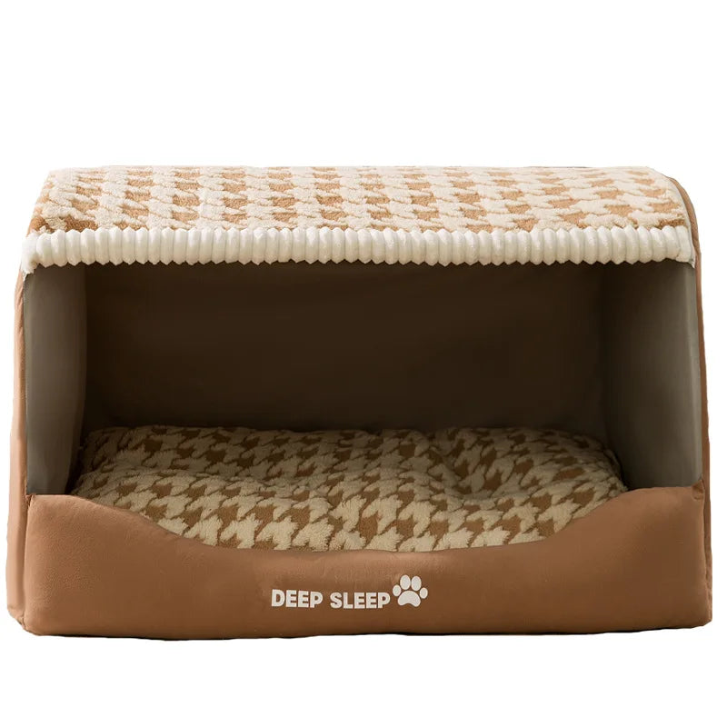 Quilted Winter Dog Den Bed