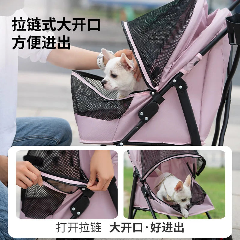 Lightweight Foldable Small Dog & Cat Stroller for Outdoor Activities