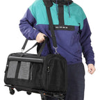 Airline-Approved Wheeled Pet Backpack Carrier Trolley with Breathable Mesh for Dogs & Cats