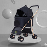 Luxury 3-in-1 Dog Travel Stroller Cat Puppy Carrier 4 Wheels Portable Folding Pet Strollers Elegant Transparent Detachable