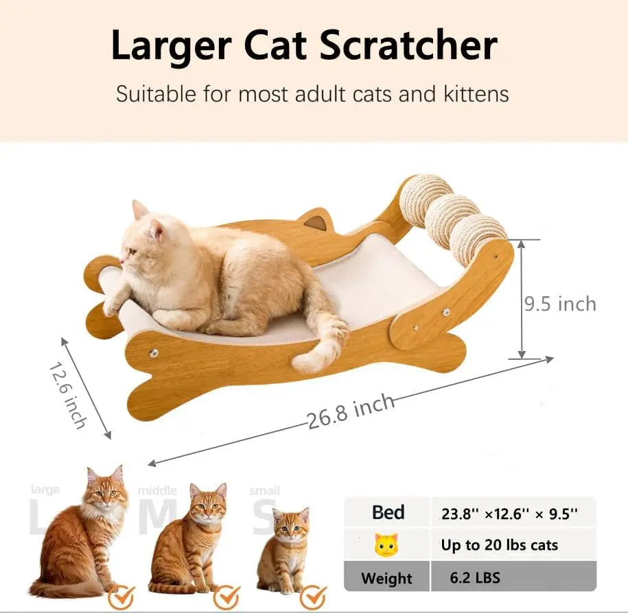 3-in-1 Cat Scratcher Bed with Hammock & Replacement Pad