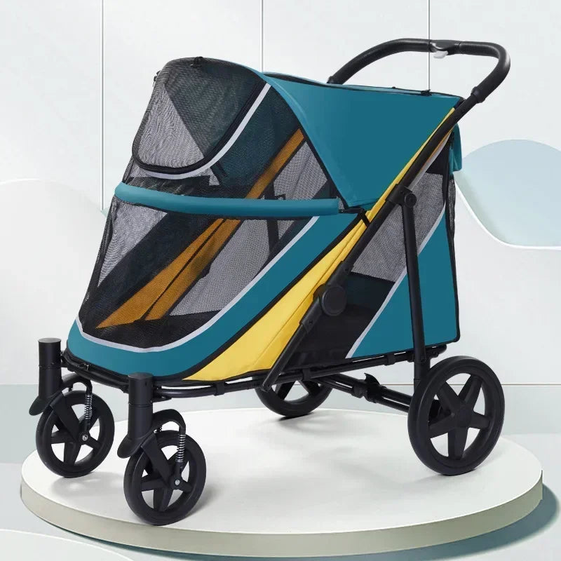 Multifunctional Lightweight Foldable Pet Cart for Multiple Cats & Dogs — Versatile Outdoor Carrier