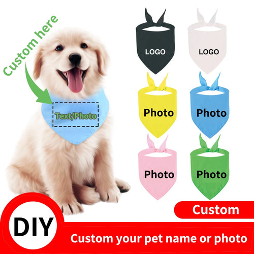 Custom Pet Cotton Bandana — Personalized Adjustable Triangle Scarf