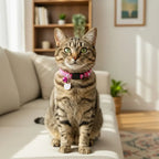 Quick-Release Safety Cat Collar — Cat Face Pendant & Bell