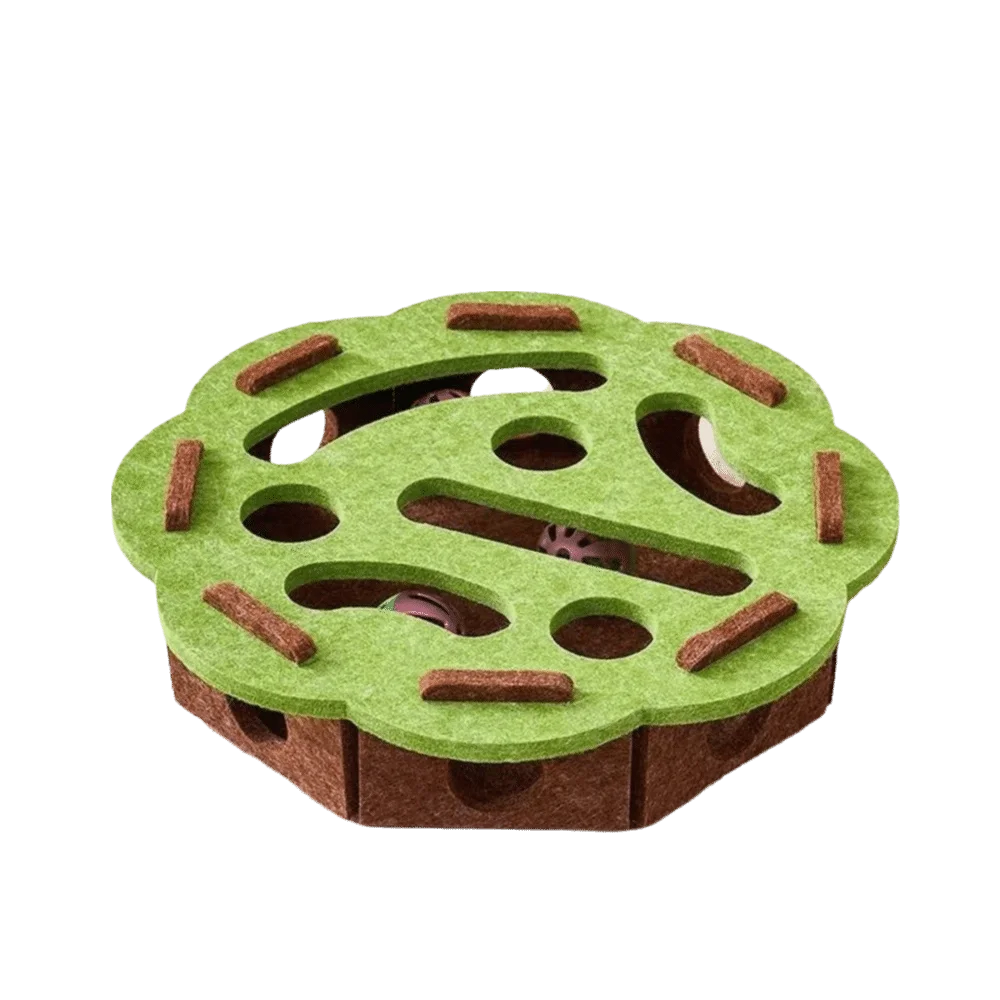 Cat Scratching Post with Felt Puzzle Box — 2-in-1 Enrichment Toy