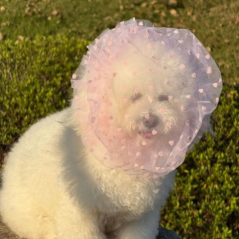 Pet Anti-Mosquito Headgear (Breathable Mesh, Adjustable, Love/Wave Pattern)