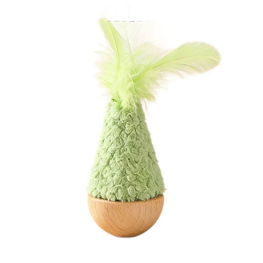Feather Tumbler Wobbler Cat Toy — Bite-Resistant Self-Righting Solo Play Teaser