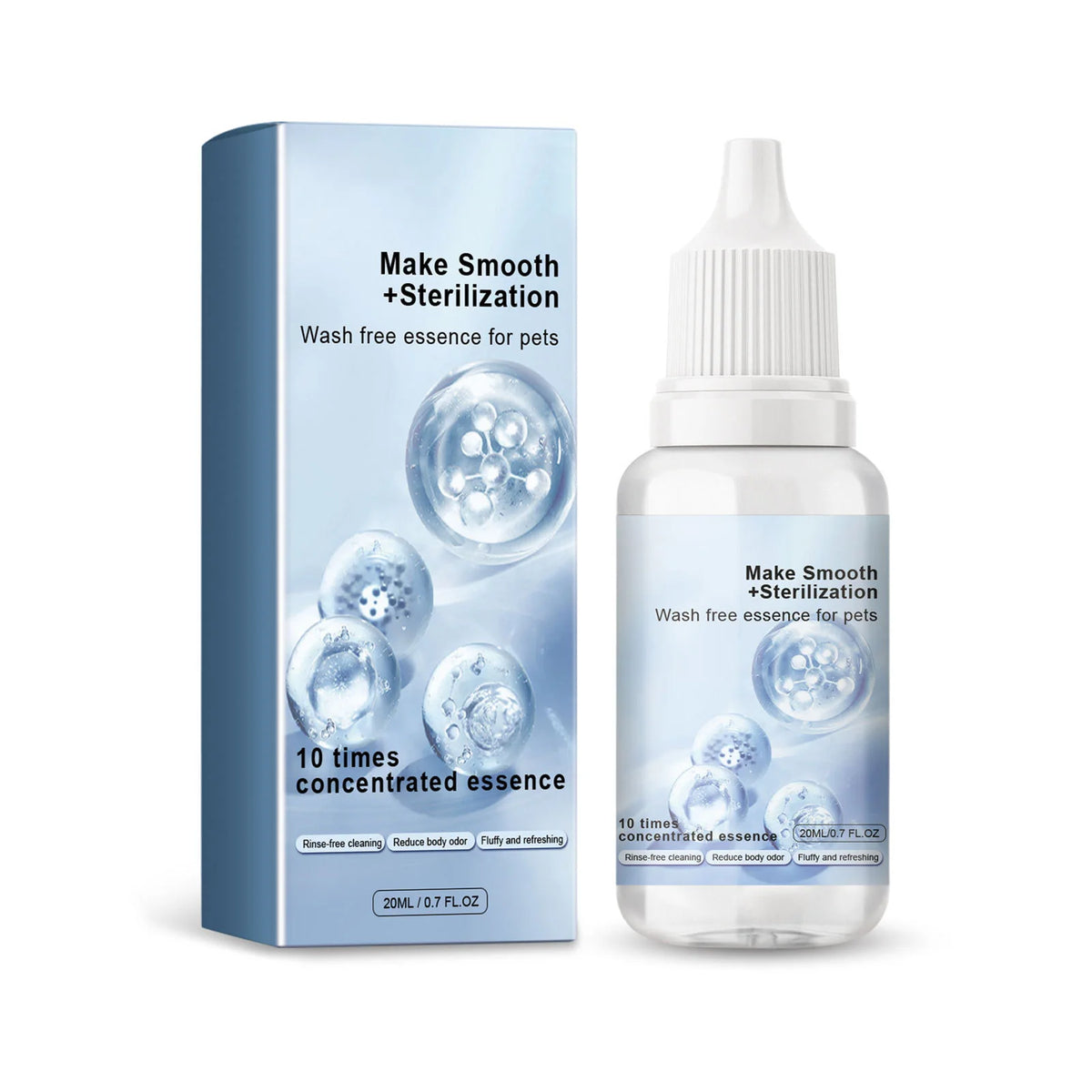 Leave-In Pet Grooming Serum — No-Rinse Deodorizing Formula for Cats & Dogs