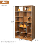 2-in-1 Wood Cat House Bookshelf with Litter Box Enclosure